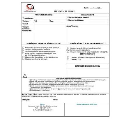 TEKNİK SERVİS TALEP FORMU