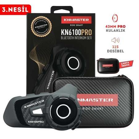Knmaster KN6100 PRO Motosiklet Kask İnterkom Seti-Karbon Siyah